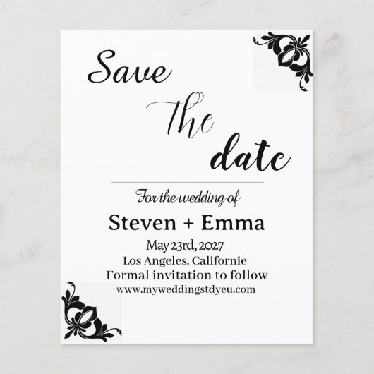 Budget modern Wedding Save the Date uitnodigingen Flyer (Voorkant)