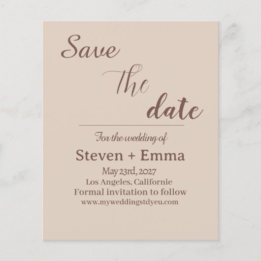 Budget modern Wedding Save the Date uitnodigingen Flyer (Voorkant)