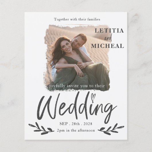 Budget Modern White Photo Wedding Invitation (Voorkant)