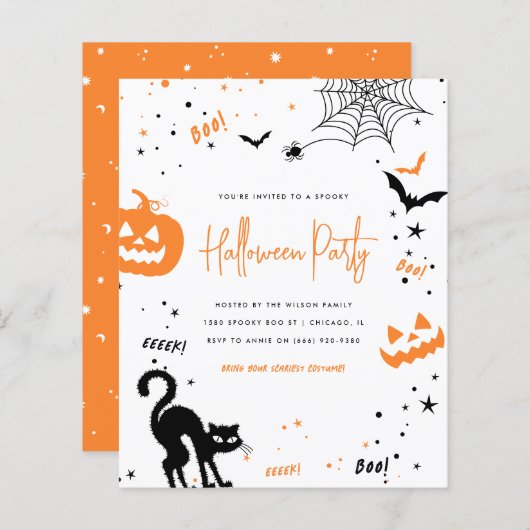 Budget Modern Wit Sinaasappel Spooky Halloween Par (Voorkant / Achterkant)