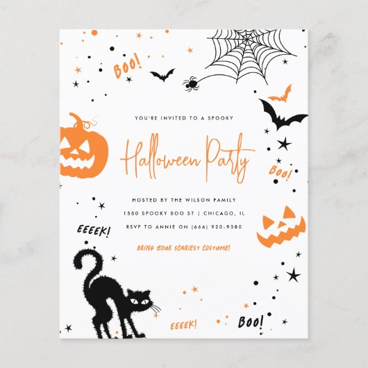 Budget Modern Wit Sinaasappel Spooky Halloween Par (Voorkant)