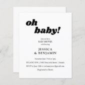 Budget modern Witboek Stomme Baby shower uitnodige (Voorkant / Achterkant)