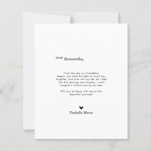 Budget Modern wordt u mijn bruidsmeisje fotokaart (Achterkant)