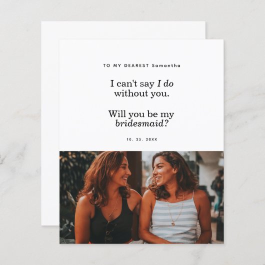 Budget Modern wordt u mijn bruidsmeisje fotokaart (Voorkant / Achterkant)