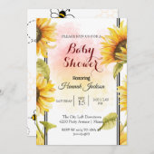 Budget modern zonnebloem baby shower kaart (Voorkant / Achterkant)
