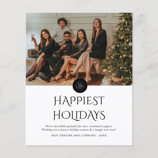 BUDGET Modern Zwart Bedrijf Logo Foto Kerst (Voorkant)