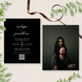 BUDGET Modern Zwart Foto Monogram QR Code Bruiloft