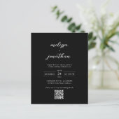 BUDGET Modern Zwart Foto Monogram QR Code Bruiloft (Staand voorkant)
