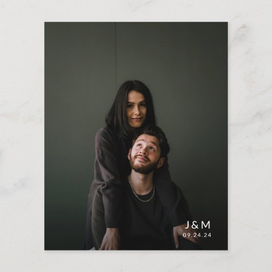 BUDGET Modern Zwart Foto Monogram QR Code Bruiloft (Achterkant)