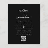 BUDGET Modern Zwart Foto Monogram QR Code Bruiloft (Voorkant)