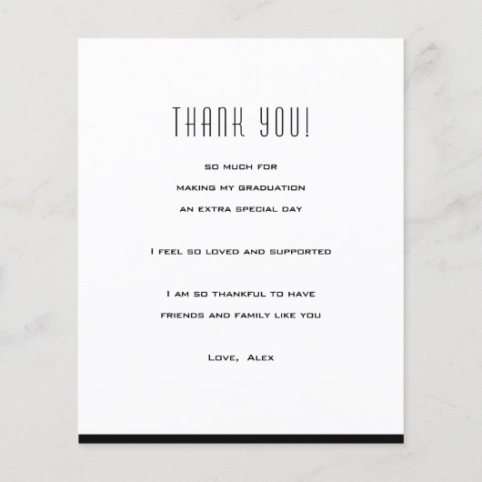 BUDGET Modern Zwart Script Foto AFSTUDEERDER Dank  Flyer (Achterkant)