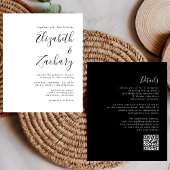 Budget Modern Zwart-wit QR Code Trouwen