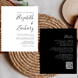 Budget Modern Zwart-wit QR Code Trouwen