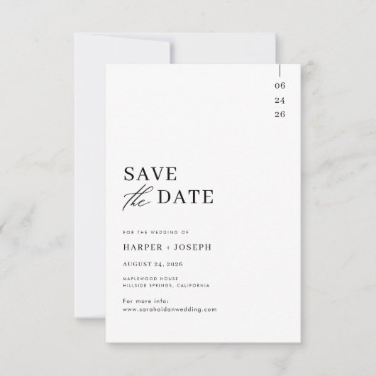 Budget Modern Zwart-wit Script Bruiloft Save The Date (Voorkant)