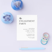 Budget Modern Zwart & Wit Verlovingsfeest Flyer (Enkel)