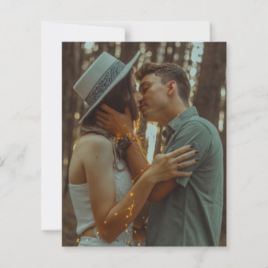 Budget Moderne 2 Foto Elegant Wedding Uitnodiging (Achterkant)