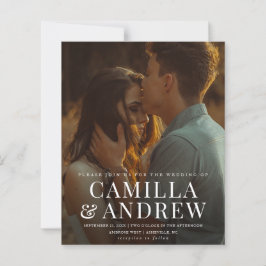 Budget Moderne 2 Foto Elegant Wedding Uitnodiging