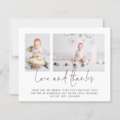 Budget Moderne 2 Foto Script 1st Birthday Bedankt (Voorkant)