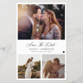 Budget moderne 3 foto bruiloft opslaan van de datu flyer (Voorkant)