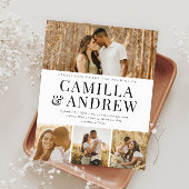 Budget Moderne 4 Foto Elegant Wedding Uitnodiging