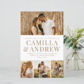 Budget Moderne 4 Foto Elegant Wedding Uitnodiging (Staand voorkant)