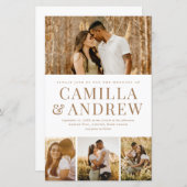 Budget Moderne 4 Foto Elegant Wedding Uitnodiging (Voorkant / Achterkant)