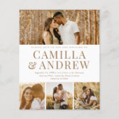 Budget Moderne 4 Foto Elegant Wedding Uitnodiging (Voorkant)