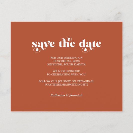 Budget Moderne Aarde Tones Foto sparen de Datum (Achterkant)