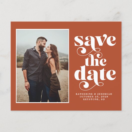 Budget Moderne Aarde Tones Foto sparen de Datum (Voorkant)