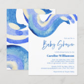Budget moderne abstracte kunst blauwe babyshower (Voorkant / Achterkant)