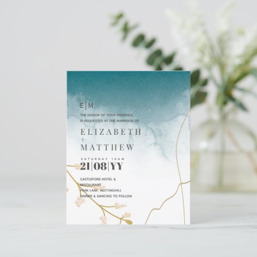 BUDGET Moderne Abstracte Turkoois Gouden Trouw Uit (Staand voorkant)