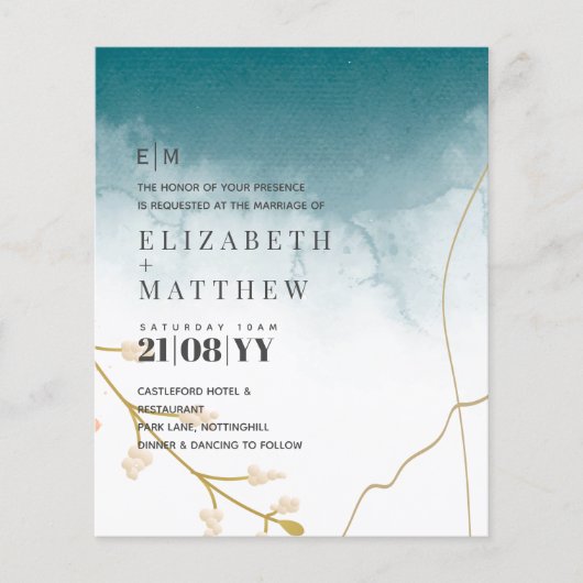 BUDGET Moderne Abstracte Turkoois Gouden Trouw Uit (Voorkant)