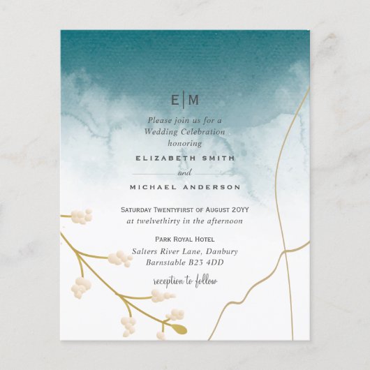 BUDGET Moderne Abstracte Turkoois Gouden Trouw Uit (Voorkant)