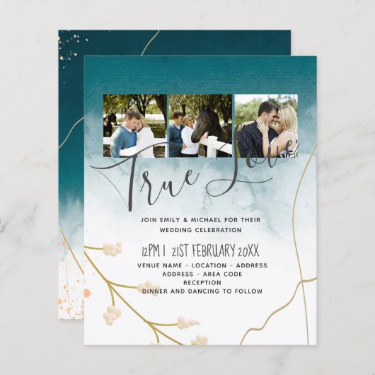 BUDGET Moderne Abstracte Turkoois Gouden Trouw Uit (Voorkant / Achterkant)