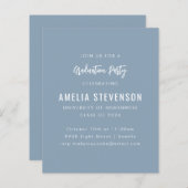 Budget moderne afstudeerfeest Dusty Blue uitnodigi (Voorkant / Achterkant)