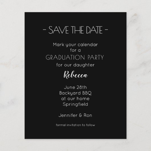 Budget Moderne Afstuderen Opslaan datumkaarten (Achterkant)