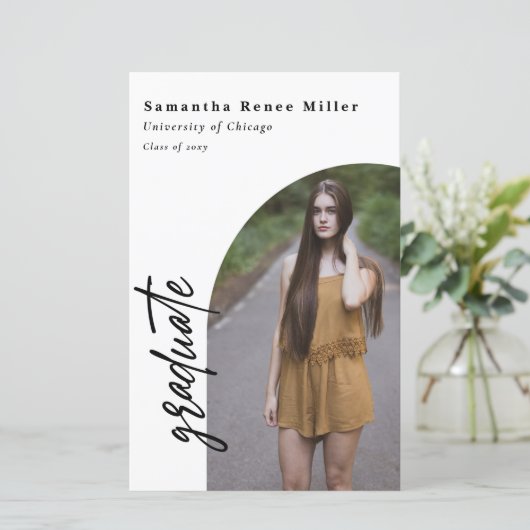 Budget Moderne Arch 2 Foto Afstuderen Uitnodiging (Staand voorkant)