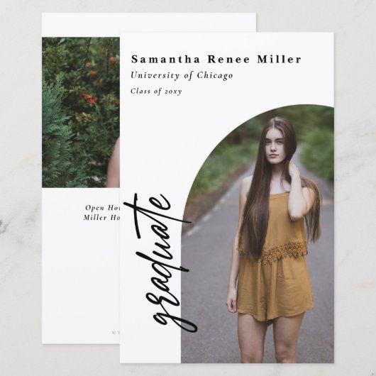 Budget Moderne Arch 2 Foto Afstuderen Uitnodiging (Voorkant / Achterkant)