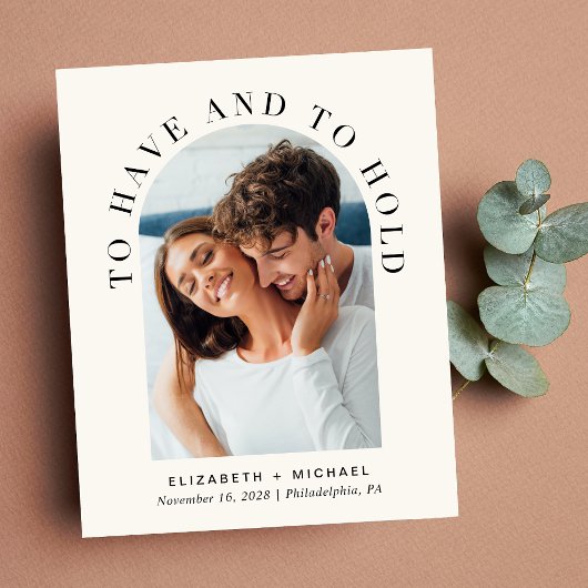 Budget Moderne Arch Photo Cream Wedding Uitnodigin