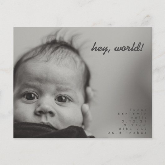 Budget moderne babyfoto geboorteaankondiging (Voorkant)