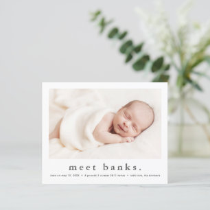 Budget moderne babyfoto geboorteaankondiging 