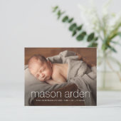 Budget Moderne Babyfoto Geboorteaankondiging (Staand voorkant)