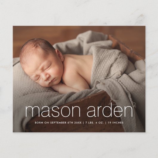 Budget Moderne Babyfoto Geboorteaankondiging (Voorkant)