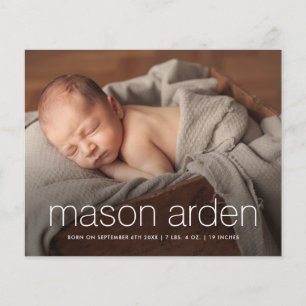 Budget Moderne Babyfoto Geboorteaankondiging