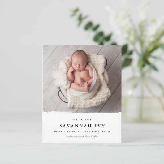 Budget moderne babyfoto geboorteaankondiging (Staand voorkant)