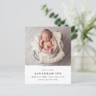 Budget moderne babyfoto geboorteaankondiging