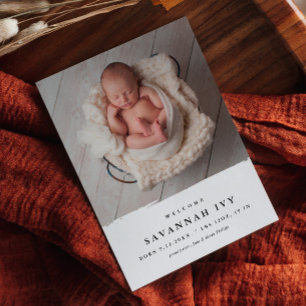 Budget Moderne Babyfoto Geboorteaankondiging Aankondigingskaart