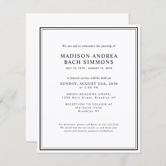 Budget Moderne Begrafenisdienst Viering van het Le (Voorkant / Achterkant)