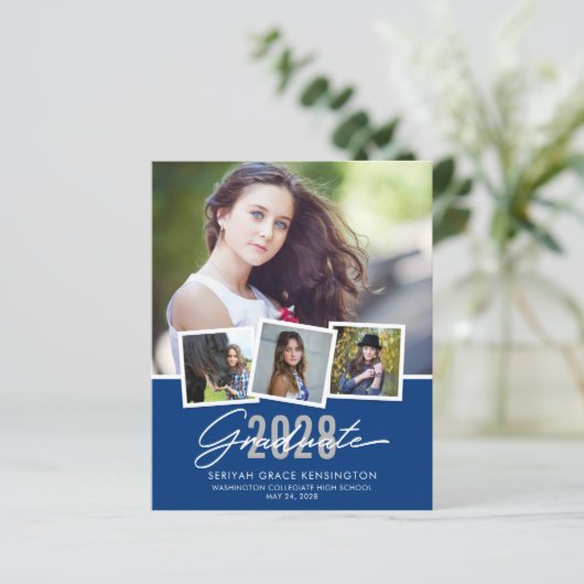 BUDGET Moderne blauwe Afstuderen Foto Collage (Staand voorkant)