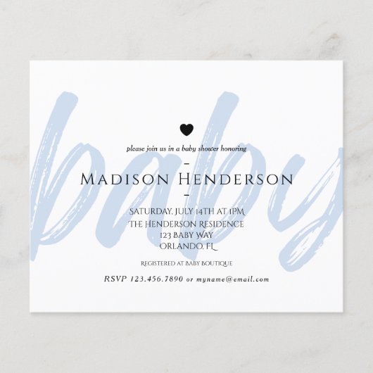 Budget Moderne Blauwe Minimale Uitnodiging van het (Voorkant)